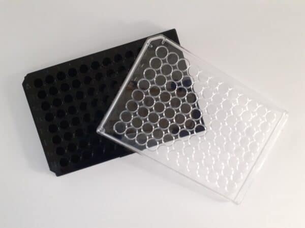 Poly-D-lysine coated Black 96 well plate + lid