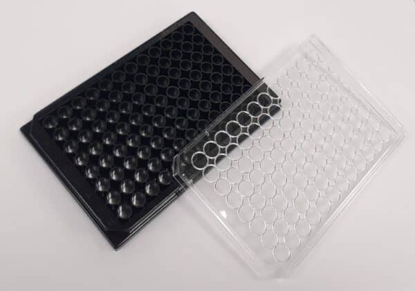 Poly-L-lysine Black glass bottom 96 well plate with lid